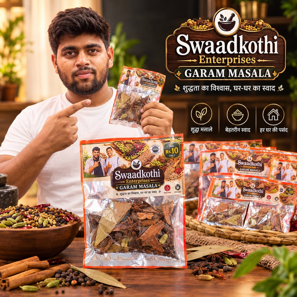 Swaadkothi Enterprises Premium ₹10 Khada Garam Masala
