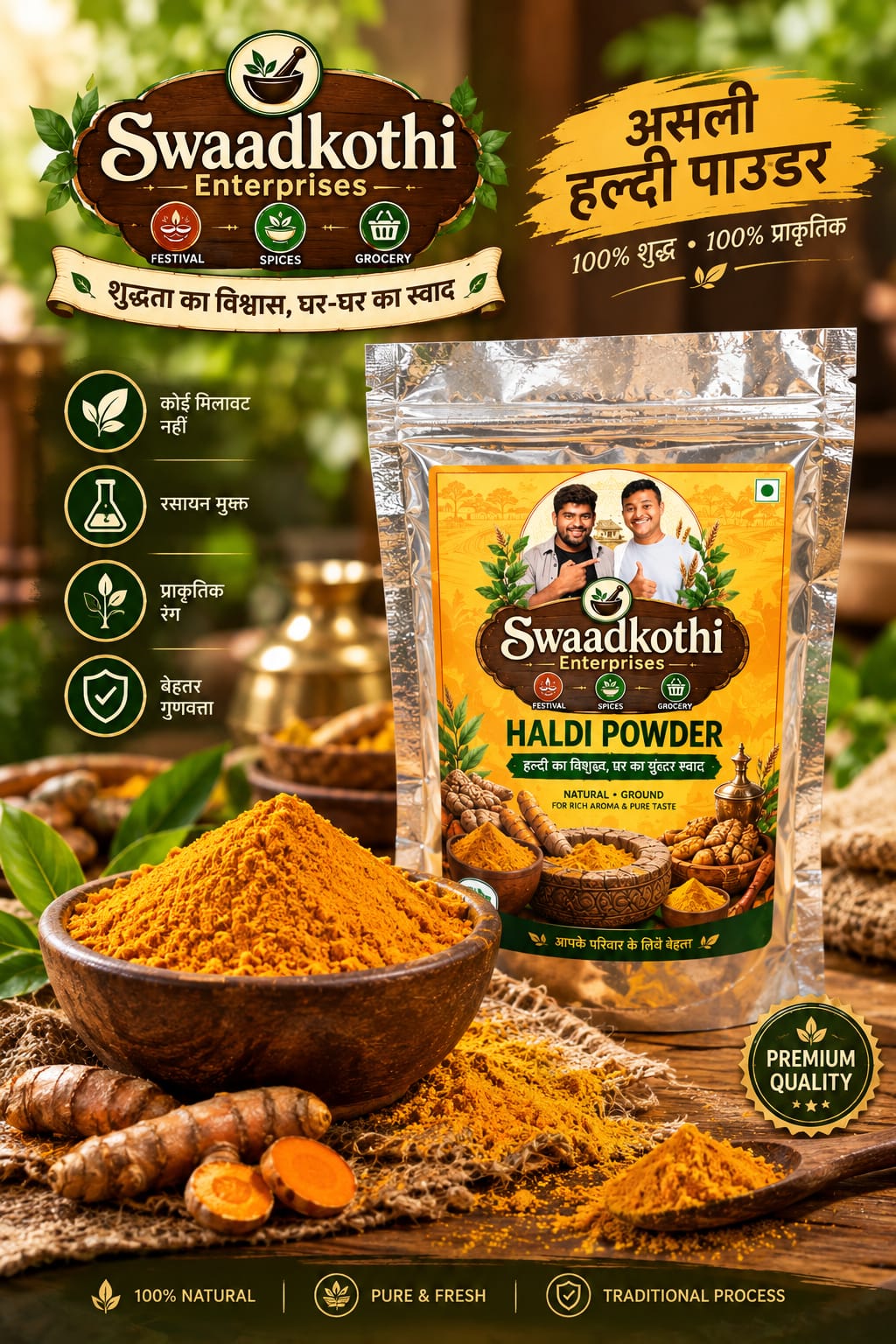 Swaadkothi Enterprises Premium 250 Gm Haldi Powder